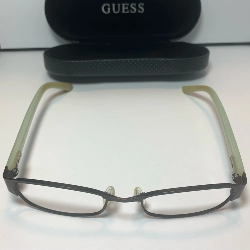 GUESS Full Rim Eyeglasses 52-18-135 Bronze Metal Frame/Pale Green Opaque Arms
